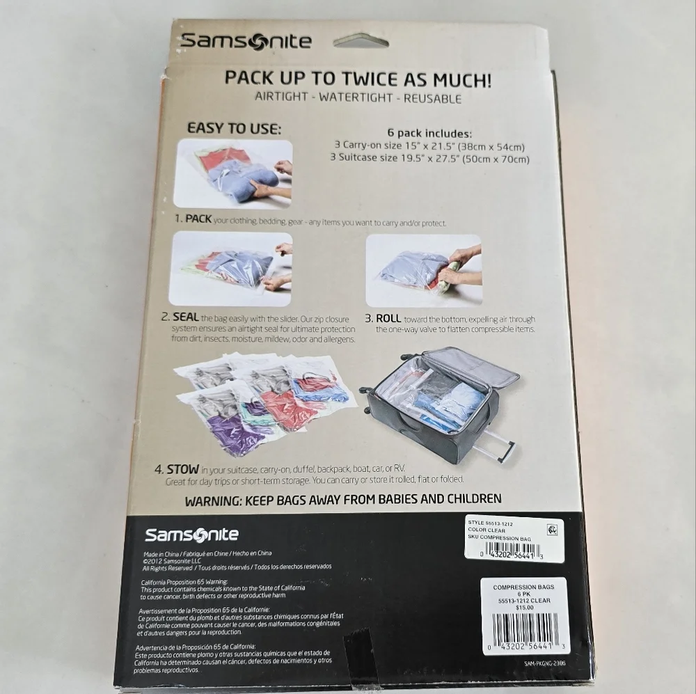 Samsonite Compression Bags - Black and Gray